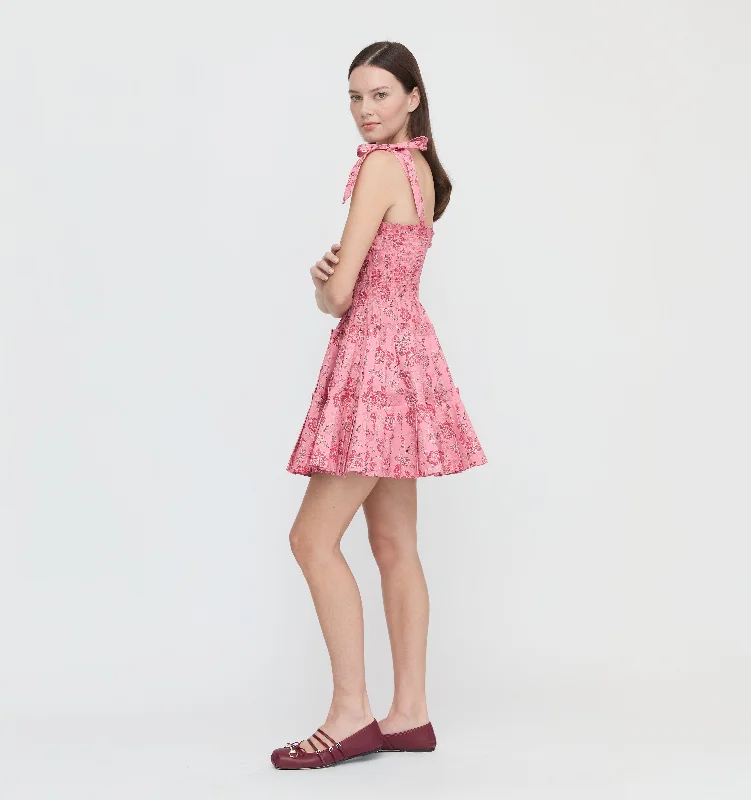 Denim mini dresses with distressed details The Ribbon Charlotte Nap Dress - Pink Pimlico Floral Denim mini dresses with distressed details The Ribbon Charlotte Nap Dress - Pink Pimlico Floral