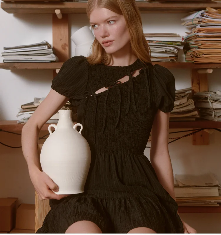 Printed mini dresses for a casual day out The Gia Mini Nap Dress - Black Tonal Seersucker Printed mini dresses for a casual day out The Gia Mini Nap Dress - Black Tonal Seersucker