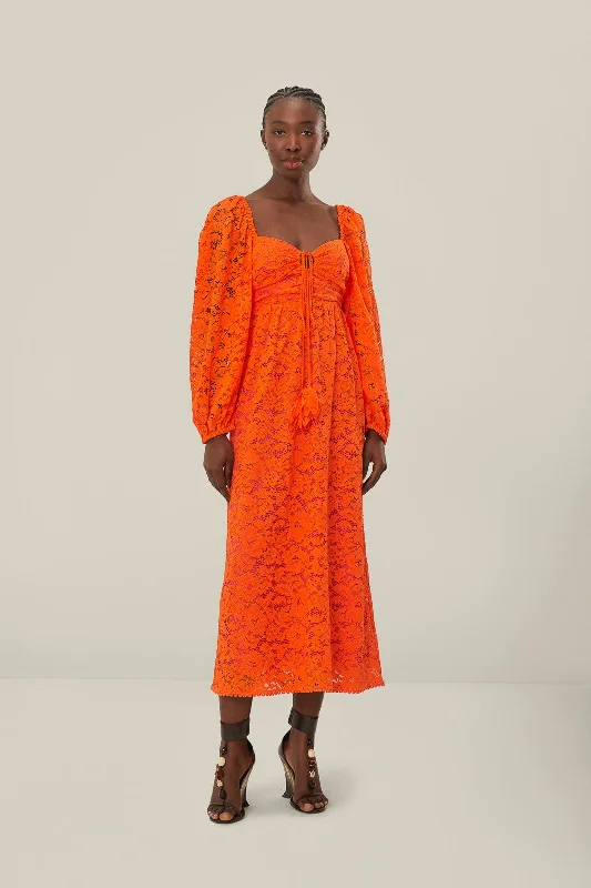 Sheath midi dresses with beaded embellishments for a formal occasion Orange Lace Long Sleeve Midi Dress Sheath midi dresses with beaded embellishments for a formal occasion Orange Lace Long Sleeve Midi Dress