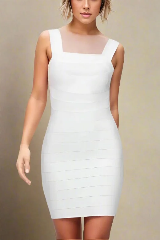Cotton mini dresses for a comfortable everyday option Lulu Bandage Mini Dress - White Pearl Cotton mini dresses for a comfortable everyday option Lulu Bandage Mini Dress - White Pearl