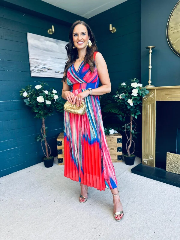 Midi dresses with off - the - shoulder necklines for a flirty look Naoise Pleated Midi Dress Coral Midi dresses with off - the - shoulder necklines for a flirty look Naoise Pleated Midi Dress Coral