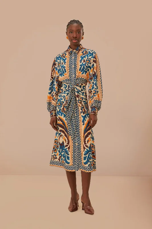 Midi dresses with satin - finish fabrics for a luxurious feel Toucans Scarf Sand Midi Dress Midi dresses with satin - finish fabrics for a luxurious feel Toucans Scarf Sand Midi Dress