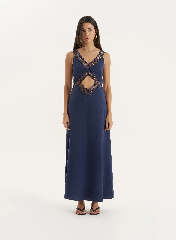 Printed mini dresses for a casual day out Navy Cut Out Maxi Dress- Briany