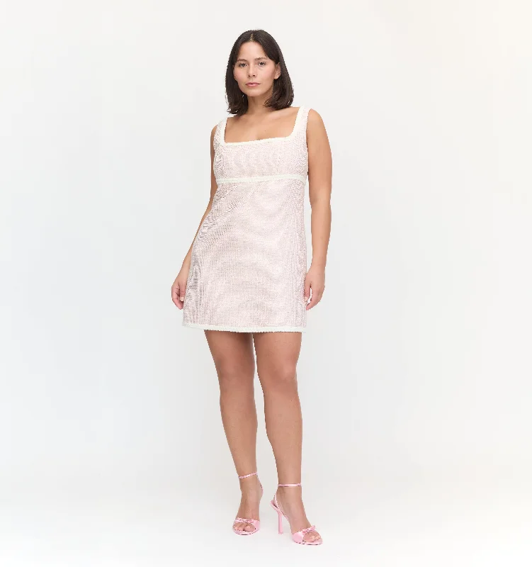 Mini dresses with polka dot patterns The Bennett Dress - Rose Tweed