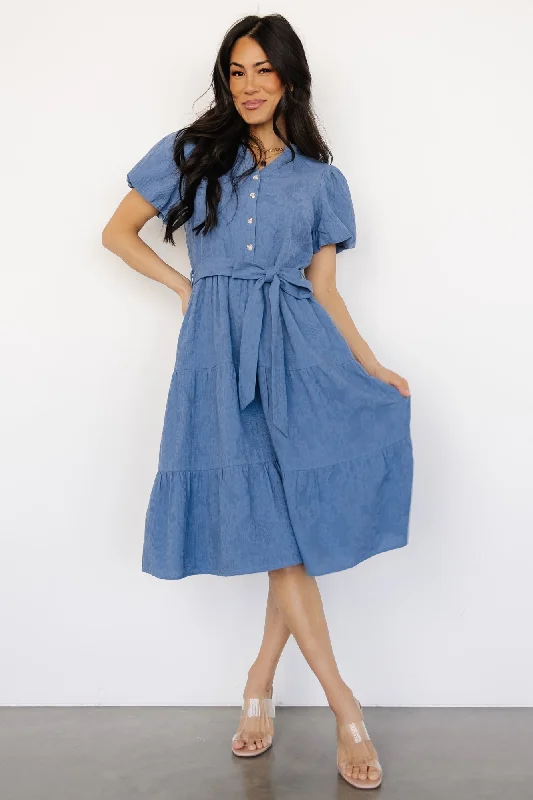Midi dresses with geometric cutouts for a contemporary and edgy look Philippa Midi Dress | Blue Midi dresses with geometric cutouts for a contemporary and edgy look Philippa Midi Dress | Blue