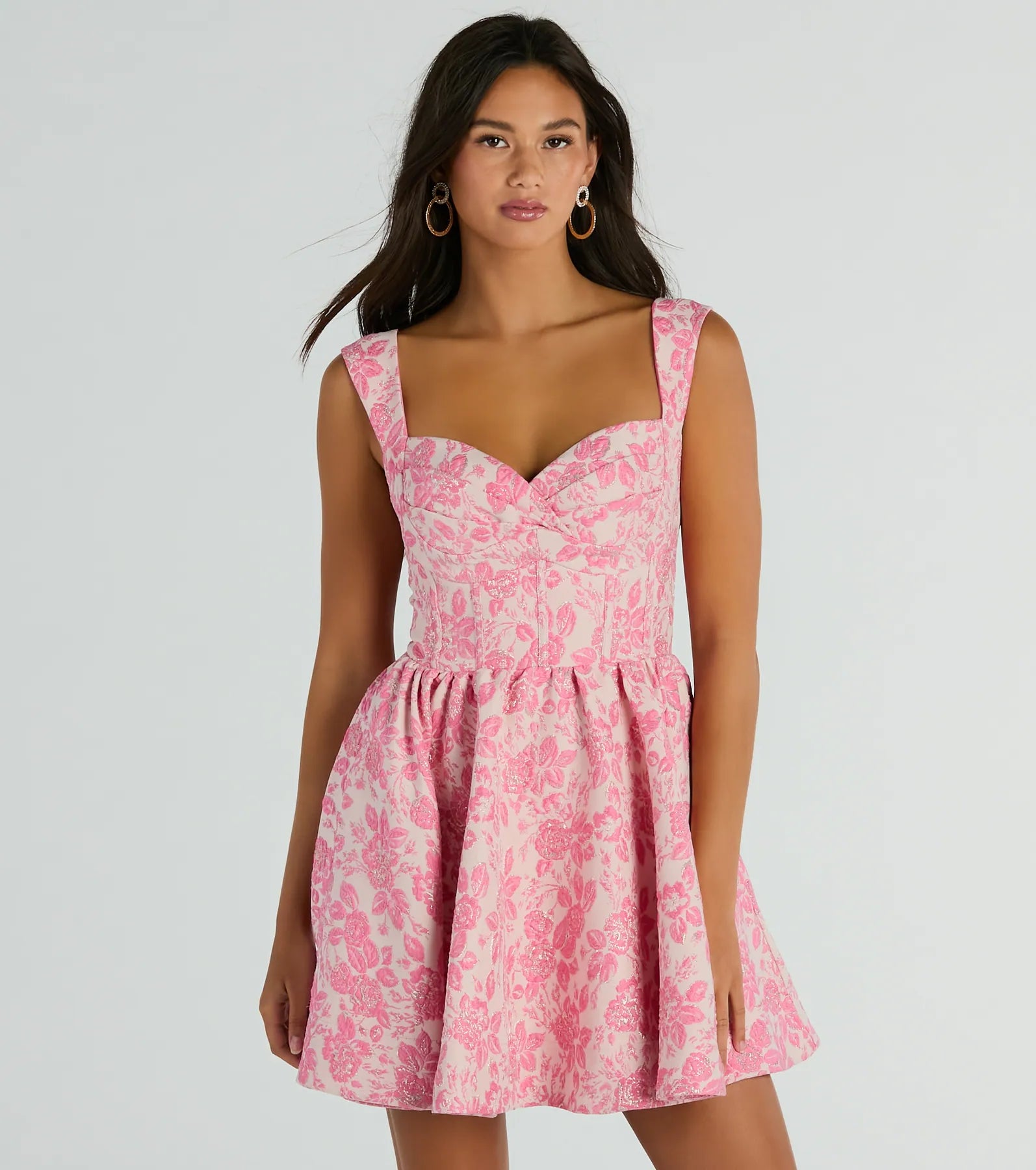 Mini dresses with halter necks for a stylish choice Cassie Corset Floral Jacquard Party Skater Dress Mini dresses with halter necks for a stylish choice Cassie Corset Floral Jacquard Party Skater Dress