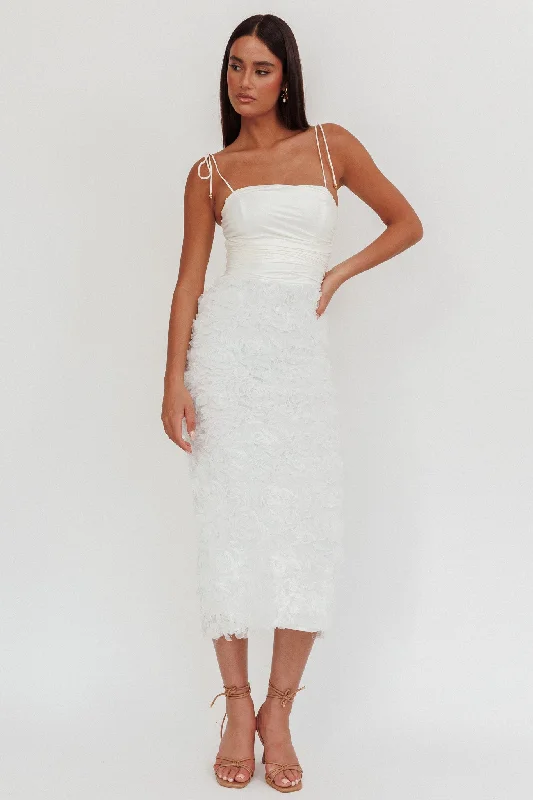 Midi dresses with belted waists to accentuate the figure Love & Honor Textured Floral Maxi Dress White Midi dresses with belted waists to accentuate the figure Love & Honor Textured Floral Maxi Dress White