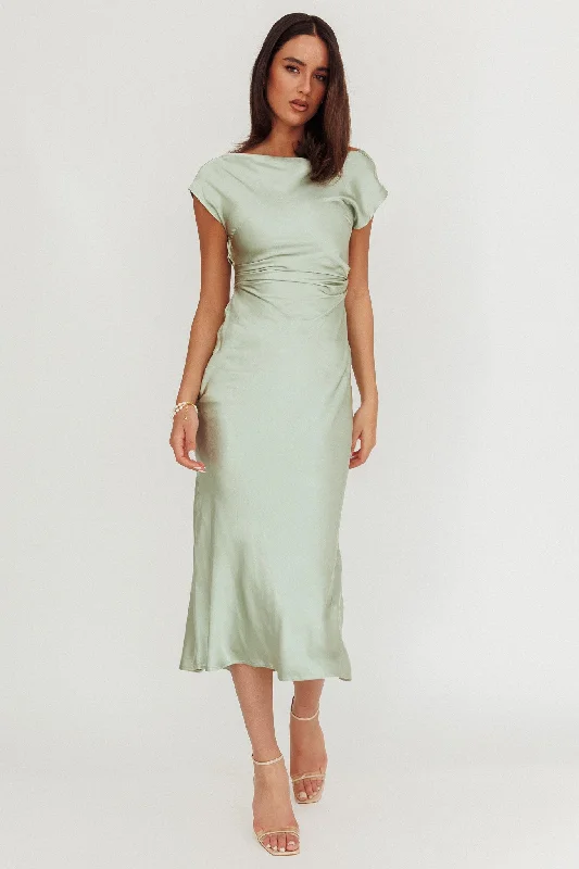 Sheath midi dresses with beaded embellishments for a formal occasion Loveland Cap Sleeve Cowl Back Midi Dress Sage Sheath midi dresses with beaded embellishments for a formal occasion Loveland Cap Sleeve Cowl Back Midi Dress Sage