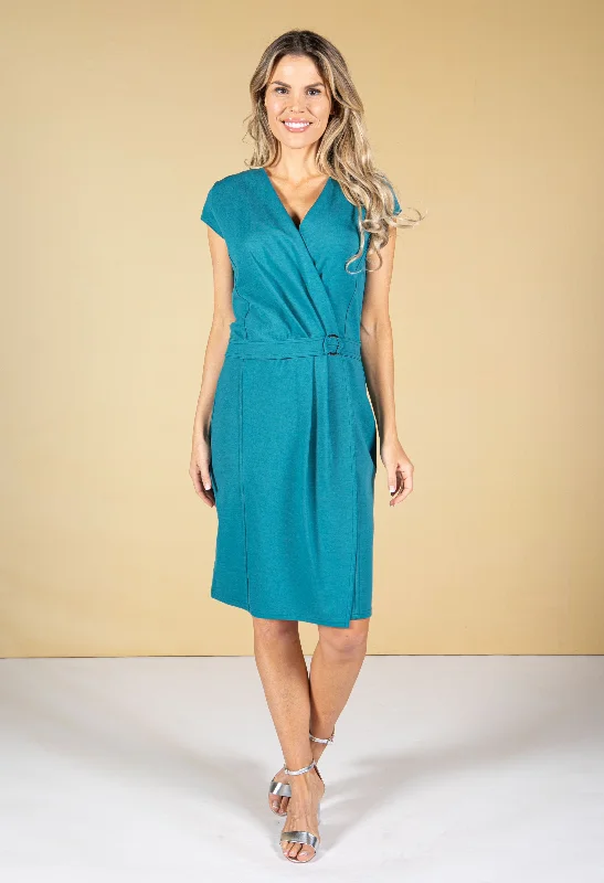 Midi dresses with ruched bodices for a feminine and fitted feel Belt Detail V-Neck Midi