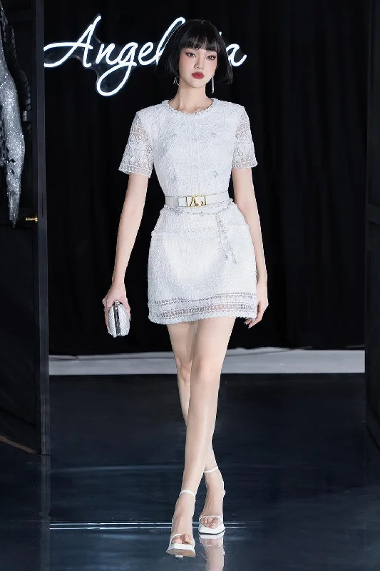 Mini dresses with embroidered details for a unique touch Salim A-line Round Neck Lace Mini Dress Mini dresses with embroidered details for a unique touch Salim A-line Round Neck Lace Mini Dress