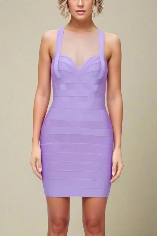 Mini dresses with gathered skirts for a voluminous effect Mara Bandage Mini Dress - Violet Purple Mini dresses with gathered skirts for a voluminous effect Mara Bandage Mini Dress - Violet Purple