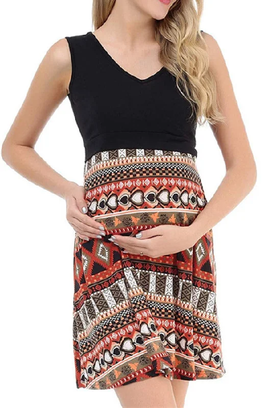 Mini dresses with cold - shoulder designs Fit And Flare Print Nursing Maternity Short Dress Mini dresses with cold - shoulder designs Fit And Flare Print Nursing Maternity Short Dress