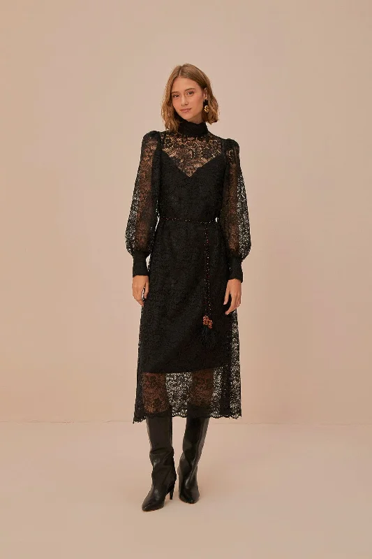 Midi dresses with animal prints for a bold and confident appearance Lace Black Midi Dress Midi dresses with animal prints for a bold and confident appearance Lace Black Midi Dress