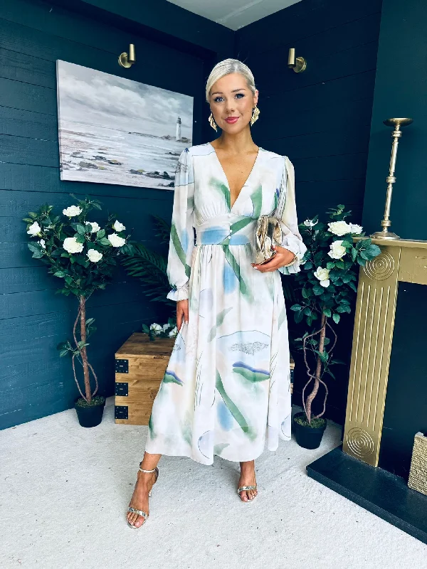 Midi dresses with cotton - blend materials for everyday comfort Brianna Banded Midi Dress Cream Midi dresses with cotton - blend materials for everyday comfort Brianna Banded Midi Dress Cream