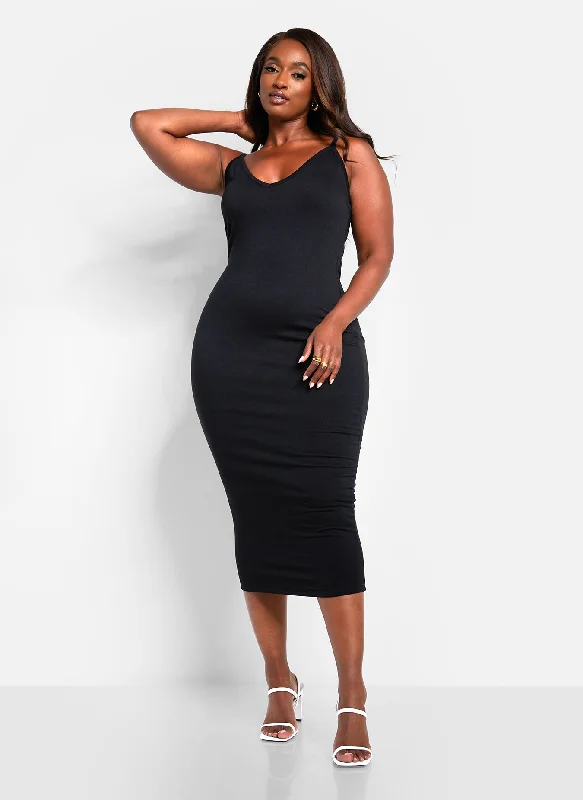 Mini dresses with pocket details for added functionality Essential Strappy Midi Bodycon Dress - Black Mini dresses with pocket details for added functionality Essential Strappy Midi Bodycon Dress - Black