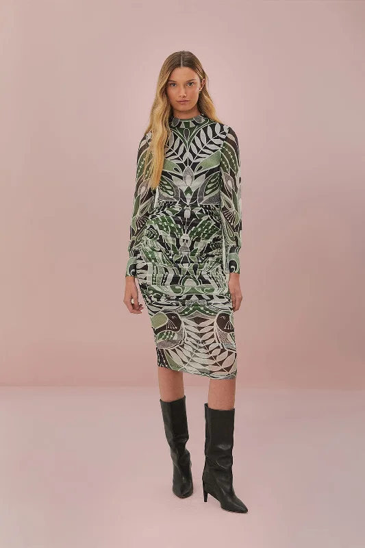 Midi dresses with abstract art prints for an artistic statement Black Lace Nature Tulle Midi Dress Midi dresses with abstract art prints for an artistic statement Black Lace Nature Tulle Midi Dress