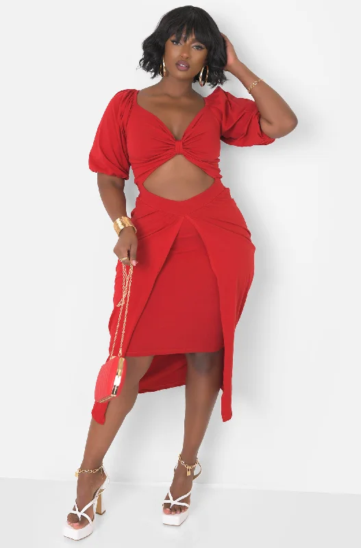 Ruffled mini dresses for a romantic touch Shallow Cut Out Bodycon Midi Dress