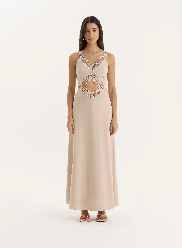 Mini dresses with pleated skirts for a classic look Beige Cut Out Maxi Dress- Briany Mini dresses with pleated skirts for a classic look Beige Cut Out Maxi Dress- Briany