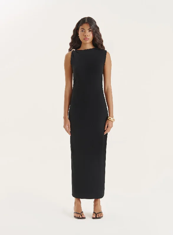 Mini dresses with patchwork designs for a unique style Black Sleeveless Gathered Maxi Dress- Lola Mini dresses with patchwork designs for a unique style Black Sleeveless Gathered Maxi Dress- Lola