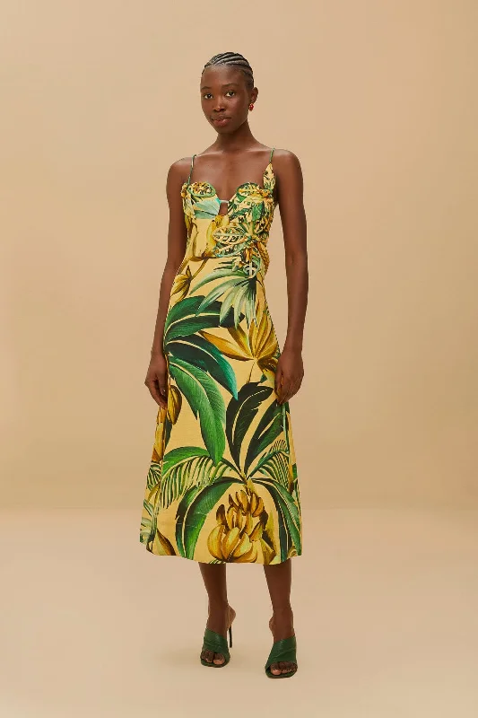 Midi dresses with cotton - blend materials for everyday comfort Yellow Bananart 3D Bodice Midi Dress