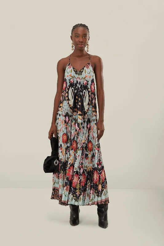 Midi dresses with asymmetric hems for a fashion - forward and dynamic appearance Blue Flowing Beauty Pleated Sleeveless Midi Dress Midi dresses with asymmetric hems for a fashion - forward and dynamic appearance Blue Flowing Beauty Pleated Sleeveless Midi Dress