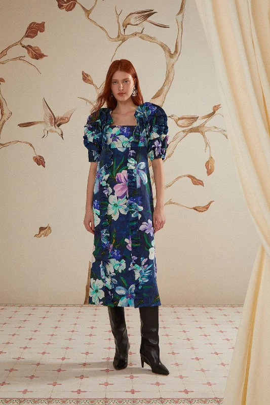 Midi dresses with button - front designs for a classic touch Floraline Ruffle Short Sleeve Midi Dress Midi dresses with button - front designs for a classic touch Floraline Ruffle Short Sleeve Midi Dress