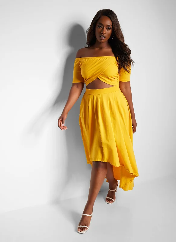 Mini dresses with tassel accents for a fun touch Bonnie Off Shoulder Cut Out Midi Skater Dress Mini dresses with tassel accents for a fun touch Bonnie Off Shoulder Cut Out Midi Skater Dress