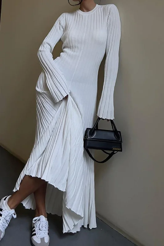 Midi dresses with denim fabric for a casual yet stylish day out Solid Ribbed Knit Tie-waist Dress Midi dresses with denim fabric for a casual yet stylish day out Solid Ribbed Knit Tie-waist Dress