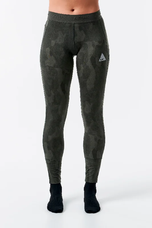Palazzo Style Women's Printed Trousers in Bohemian PatternsSage Light Base Layer Pant-Print bark camo