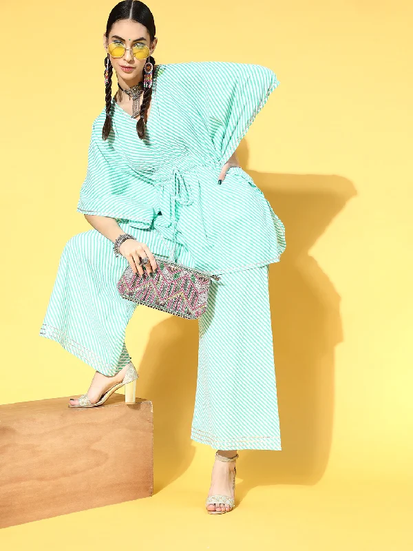 Plus Size Women's Metallic - Finish Joggers for a Stylish LoungeWomen Green Lehariya Ankle Length Palazzo Pants