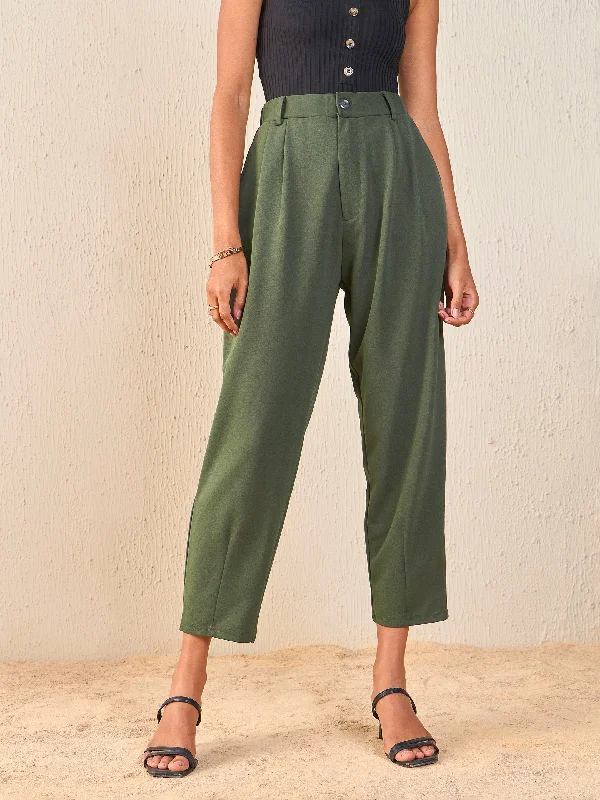 Plus Size Women's Pleated Front Dress Pants for Office WearWomen Olive Tapered Pants Plus Size Women's Pleated Front Dress Pants for Office WearWomen Olive Tapered Pants