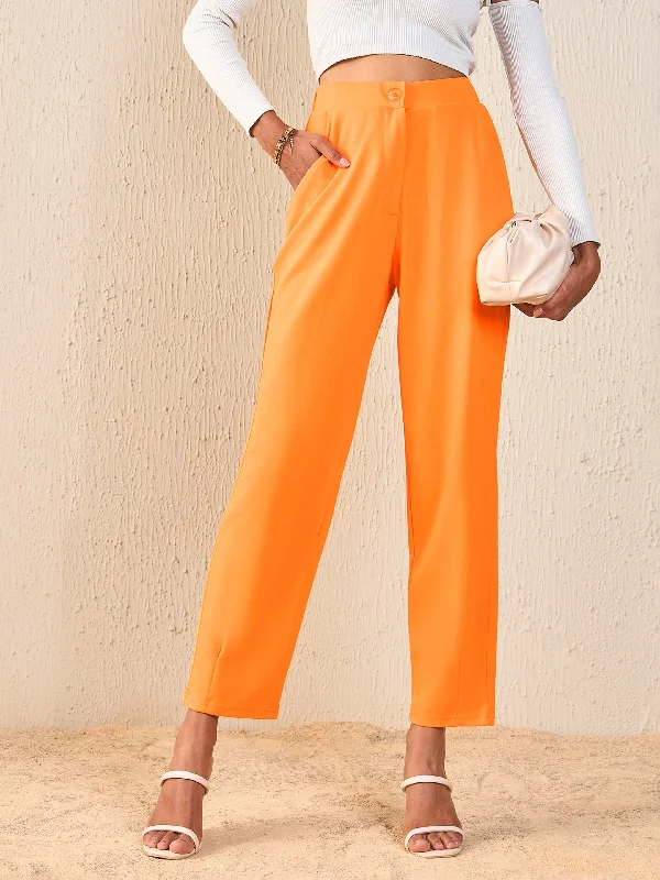 Women Orange Tapered Pants