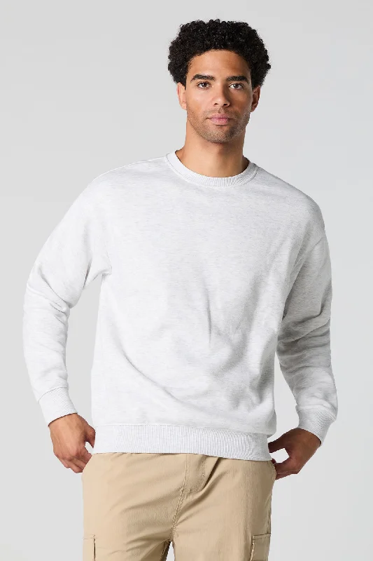 Women's sherpa - lined hoodie for extreme cold weather outdoor activitiesSolid Fleece Crewneck Sweatshirt