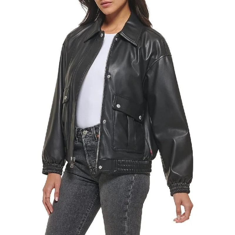 Genuine Leather Jacket With Snap Button Closer