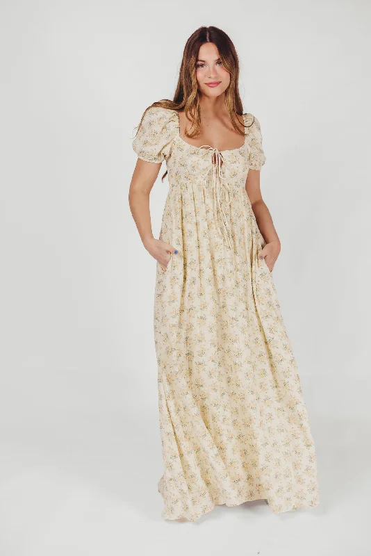 Mini Women Dress with a Short Hem for a Young and Trendy StyleHaven 100% Cotton Tie-Front Maxi Dress in Orange Green Floral - Bump Friendly Mini Women Dress with a Short Hem for a Young and Trendy StyleHaven 100% Cotton Tie-Front Maxi Dress in Orange Green Floral - Bump Friendly