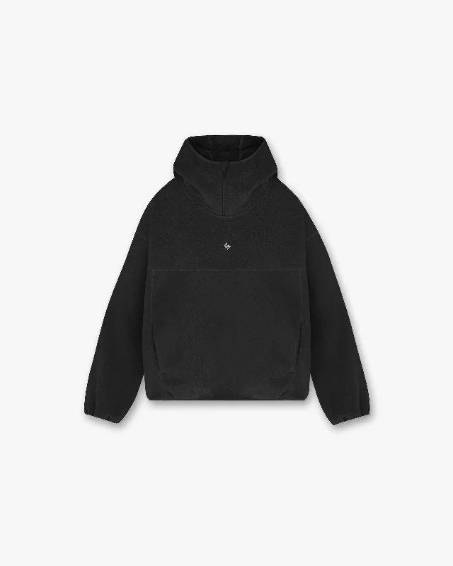 Women's oversized cropped hoodie with drawstrings for a trendy look247 Fleece Hoodie - Black