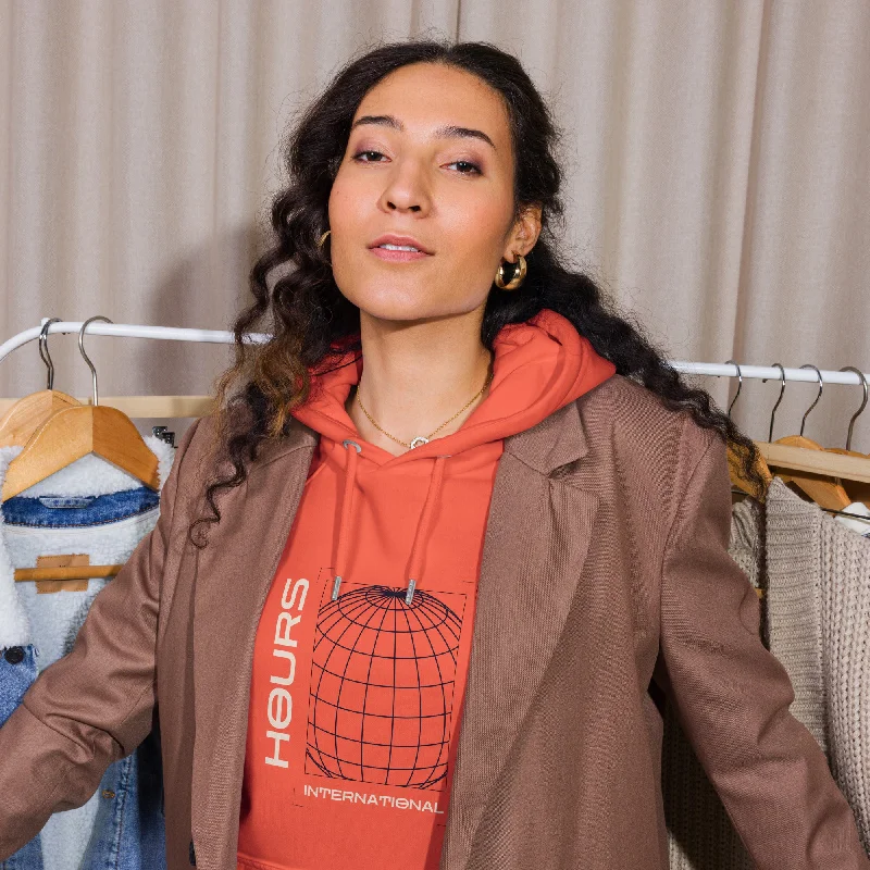 Women's long - sleeve cropped sweatshirt with ribbed cuffs for a snug fitAbstract Globe Graphic Women Eco Raglan Hoodie