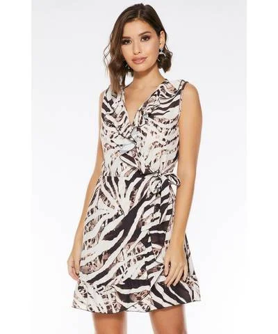 Strapless Women Dress with a Built - in Bra for Comfort and SupportAnimal Print Wrap Dress Strapless Women Dress with a Built - in Bra for Comfort and SupportAnimal Print Wrap Dress