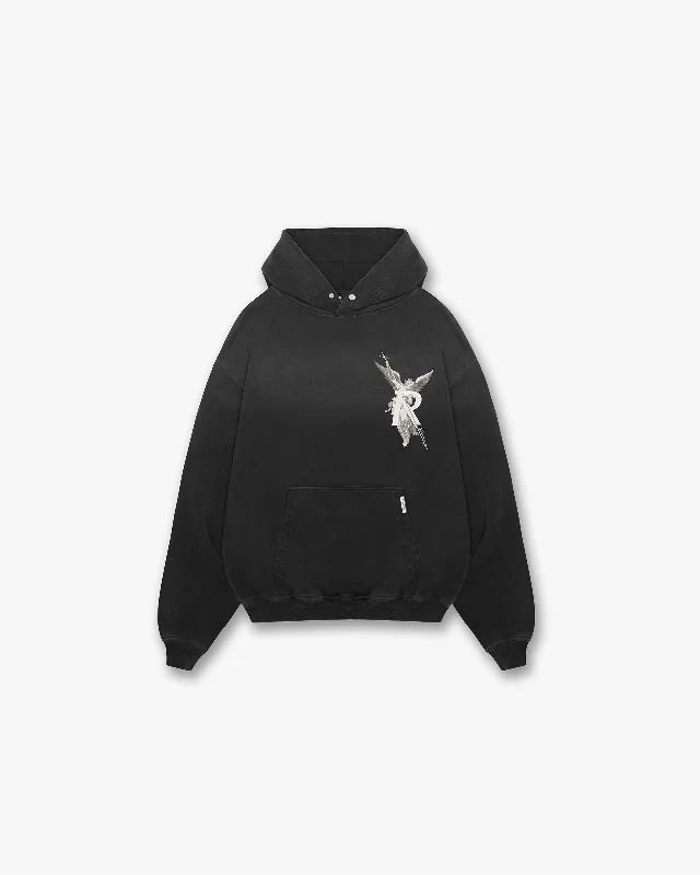Women's pullover hoodie with a side slit for a modern and relaxed fitArchangel Hoodie - Stained Black