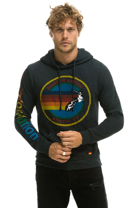 Women's mock - neck sweatshirt made of moisture - wicking material for fitness useAVIATOR NATION AUSTIN PULLOVER HOODIE - CHARCOAL