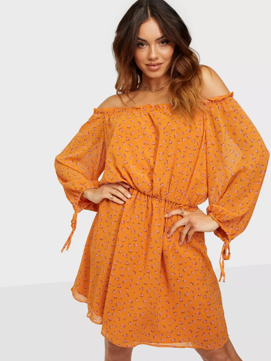 Mini Women Dress with a Short Hem for a Young and Trendy StyleBardot Chiffon Dress