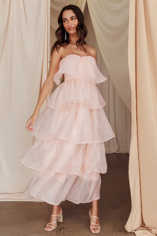 Long - Sleeve Women Dress in Velvet for a Luxurious Winter LookBehati Tiered Layer Midi Dress Pink