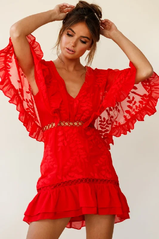 Plus Size Women Dress with a Flattering A - Line Cut for Comfort and StyleCaspar Batwing Dress Red Plus Size Women Dress with a Flattering A - Line Cut for Comfort and StyleCaspar Batwing Dress Red