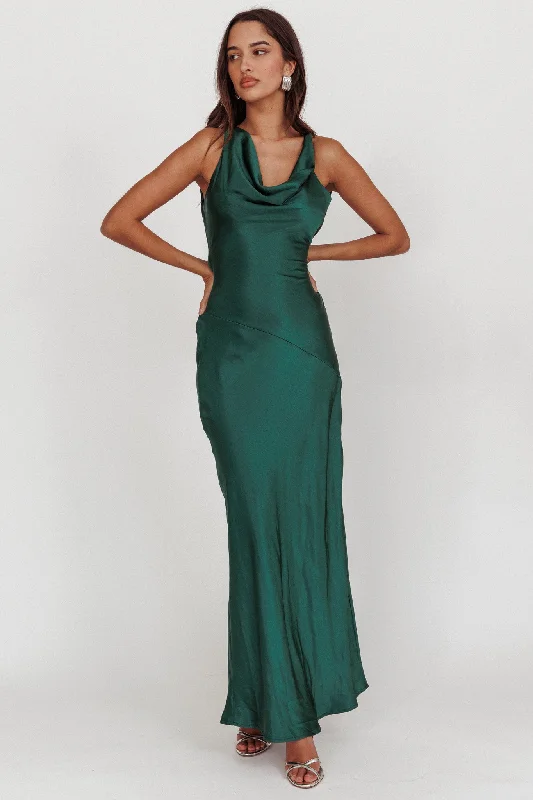Ball Gown Women Dress with a Full Skirt for a Princess - like LookCassiopeia Open Back Maxi Dress Forest Green Ball Gown Women Dress with a Full Skirt for a Princess - like LookCassiopeia Open Back Maxi Dress Forest Green