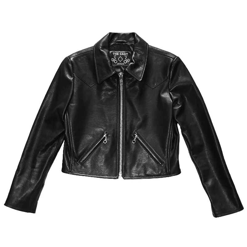 Women's pea coats in a plus - size fit for a flattering and warm winter coatCROPPED JOHNNIE JACKET (LIGHTWEIGHT COWHIDE)
