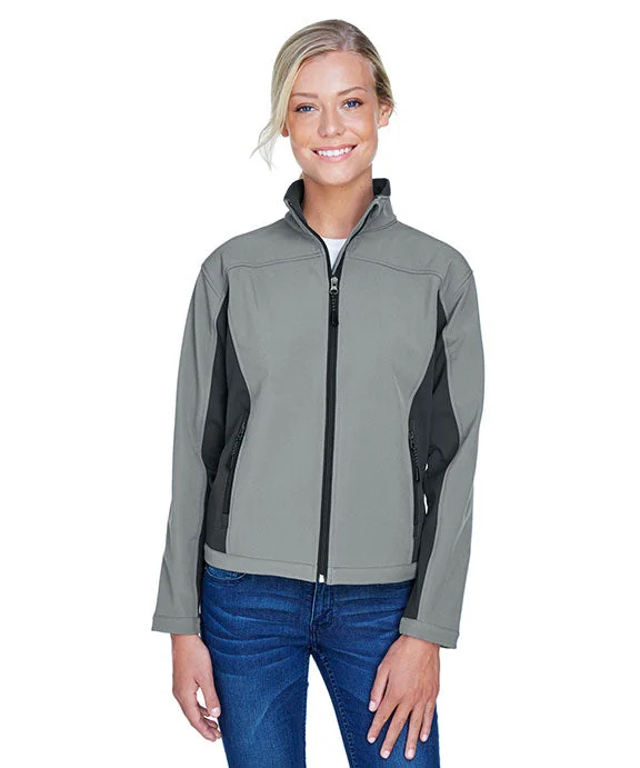 Women's cropped sweatshirt with a lace - trimmed hem for a romantic lookD997W - Devon & Jones Ladies Soft Shell Colorblock Jacket | Charcoal/Dark Charcoal Women's cropped sweatshirt with a lace - trimmed hem for a romantic lookD997W - Devon & Jones Ladies Soft Shell Colorblock Jacket | Charcoal/Dark Charcoal