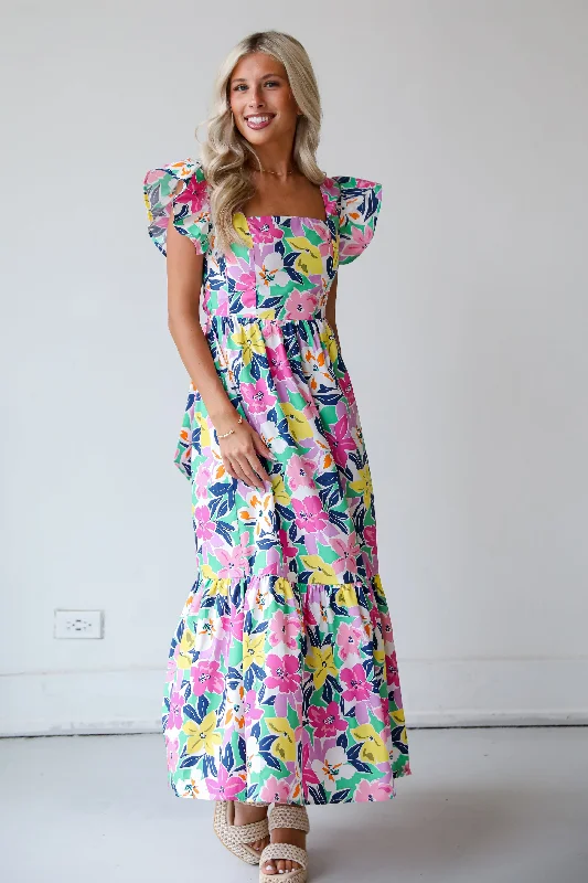 Backless Women Dress for a Sexy and Alluring Look at Evening EventsFINAL SALE - Darling Concept Pink Floral Maxi Dress