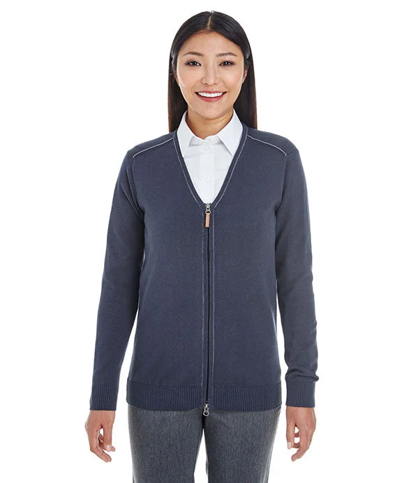 Women's zip - up sweatshirt in pastel blue for a soft and stylish outfitDG478W - Devon & Jones Ladies Manchester Fully-Fashioned Full-Zip Cardigan Sweater | Navy/Graphite Women's zip - up sweatshirt in pastel blue for a soft and stylish outfitDG478W - Devon & Jones Ladies Manchester Fully-Fashioned Full-Zip Cardigan Sweater | Navy/Graphite