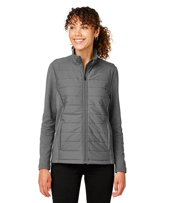 Women's zip - front sweatshirt with contrast stitching for a sporty aestheticDG704W - Devon & Jones New Classics® Ladies Charleston Hybrid Jacket | Graphite Melange/Graphite Women's zip - front sweatshirt with contrast stitching for a sporty aestheticDG704W - Devon & Jones New Classics® Ladies Charleston Hybrid Jacket | Graphite Melange/Graphite