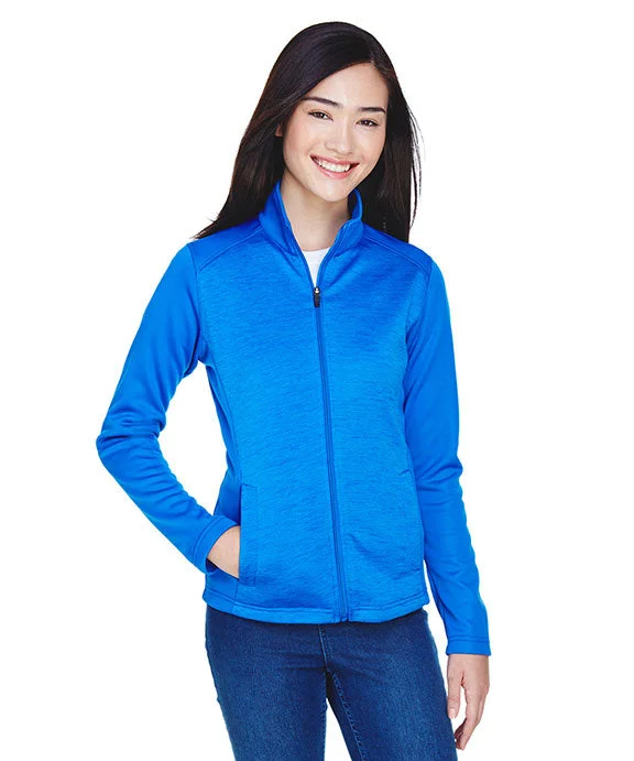 Women's zip - front sweatshirt with contrast stitching for a sporty aestheticDG796W - Devon & Jones Ladies Newbury Colorblock Mélange Fleece Full-Zip Jacket | French Blue/French Blue Heather Women's zip - front sweatshirt with contrast stitching for a sporty aestheticDG796W - Devon & Jones Ladies Newbury Colorblock Mélange Fleece Full-Zip Jacket | French Blue/French Blue Heather
